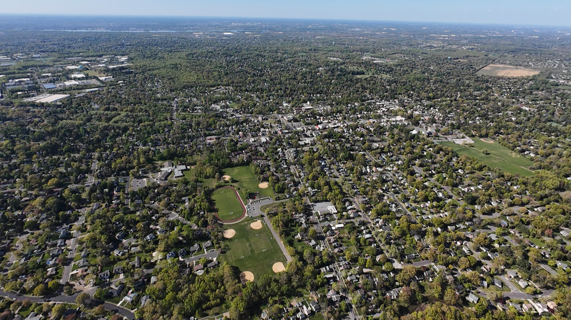 Aerial view of Moorestown New Jersey in Burlington County