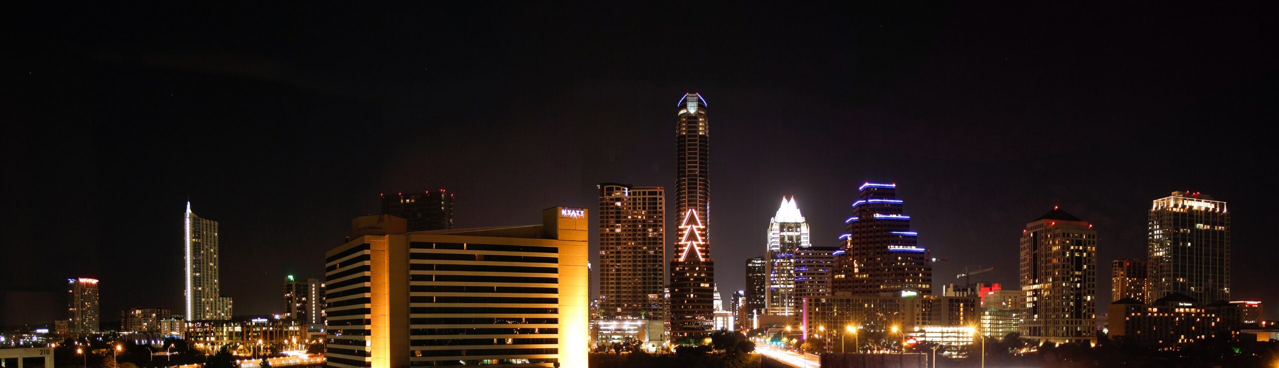Downtown Austin Texas skyline at night