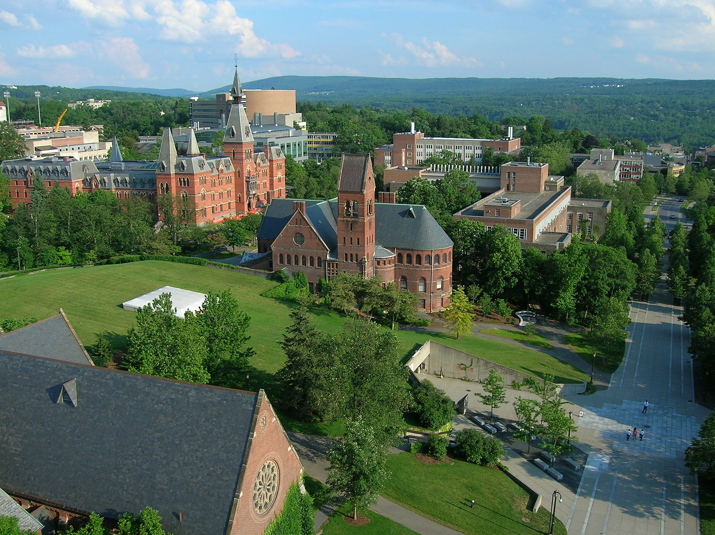 Ho Plaza and Sage Hall at Cornell University in Ithaca, New York