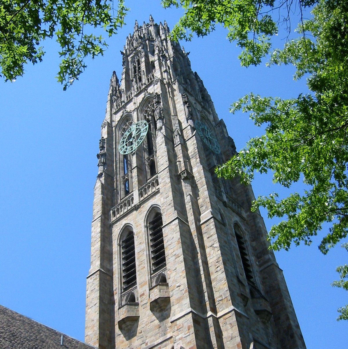 Yale University Harkness Tower viewed from Old Campus in New Haven, Connecticut