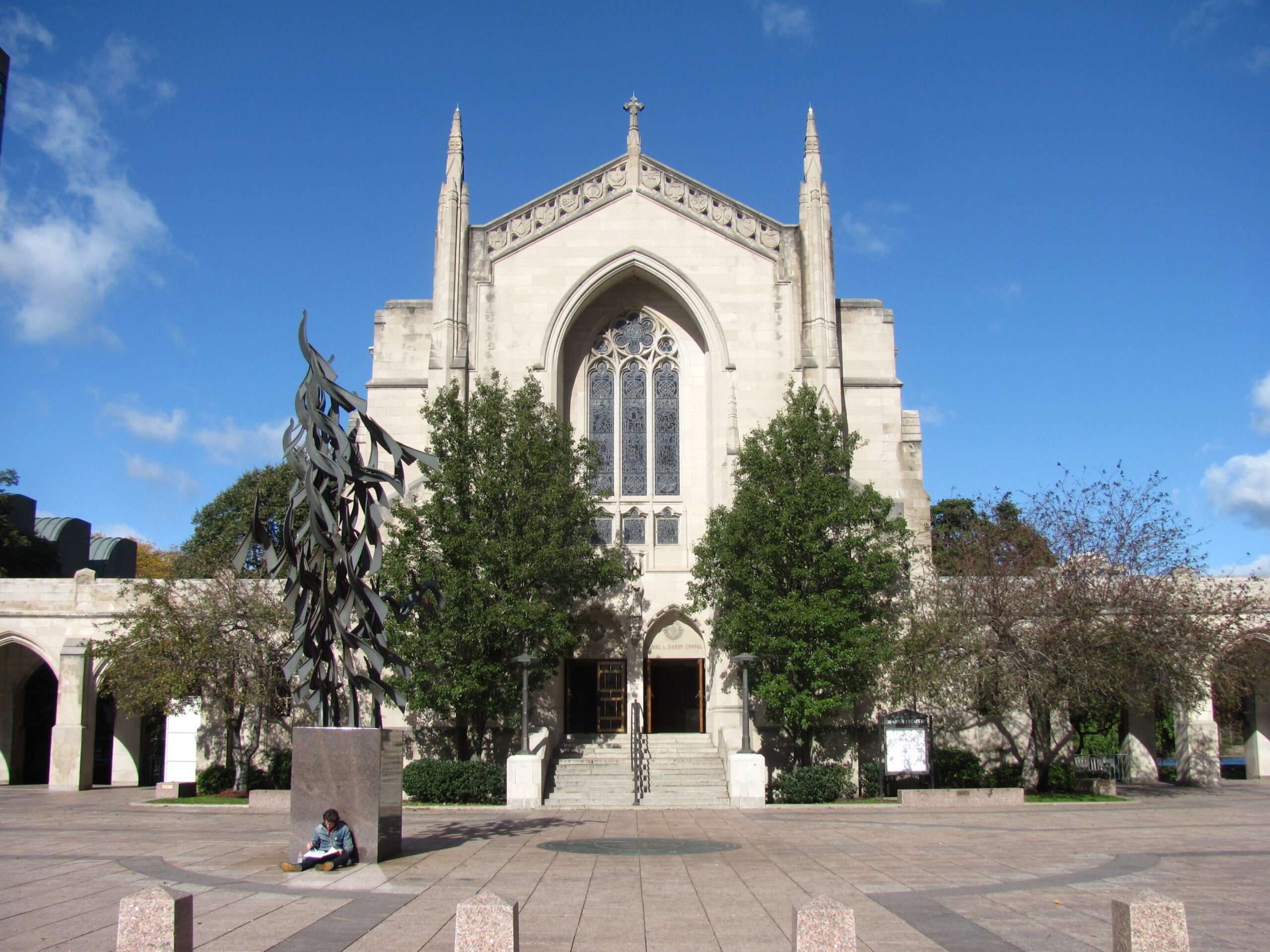 Marsh Chapel on the Boston University campus along Commonwealth Avenue